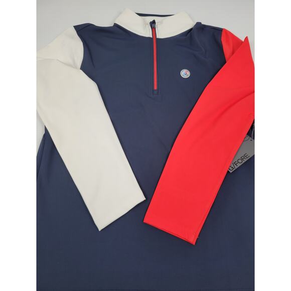 NWT G/Fore Mens Medium Daytona Colorblock‎ Tech G4 USA Golf Performance Sweater - Picture 3 of 11